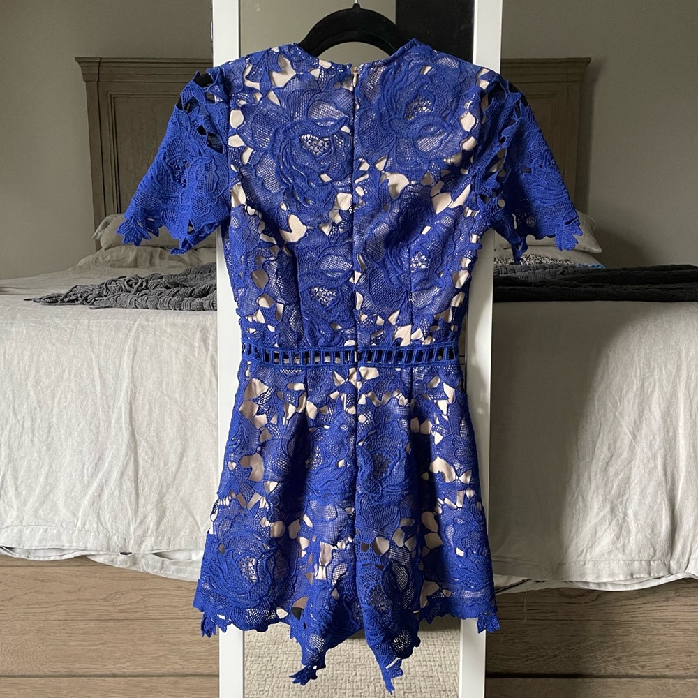 Missguided Blue Ladder Lace Romper Playsuit 2 - Picture 7 of 7